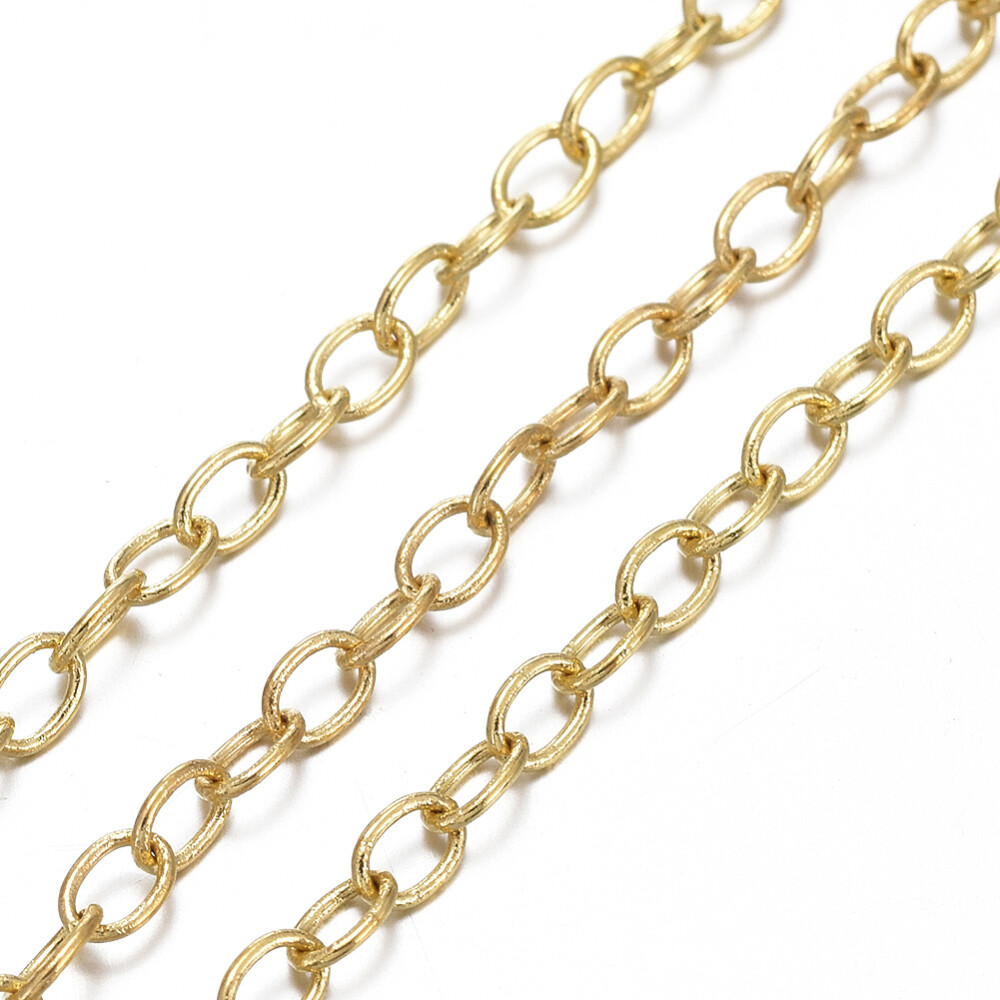 Metall Kette Gliederkette Gold Bastelkette Schmuckkette 4x3mm 1m