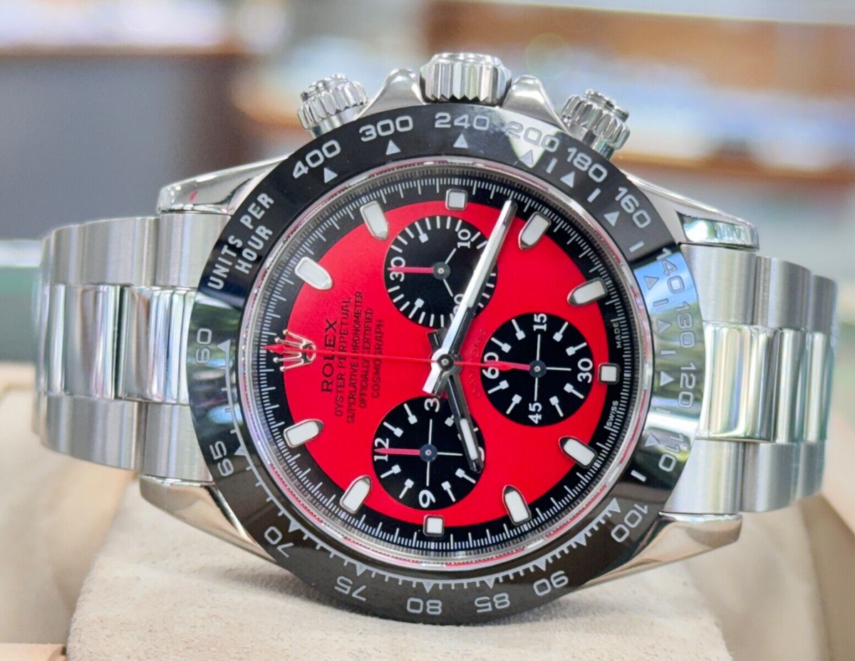 Rolex Daytona Steel 116520 Custom Black Ceramic Bezel & Red Dial