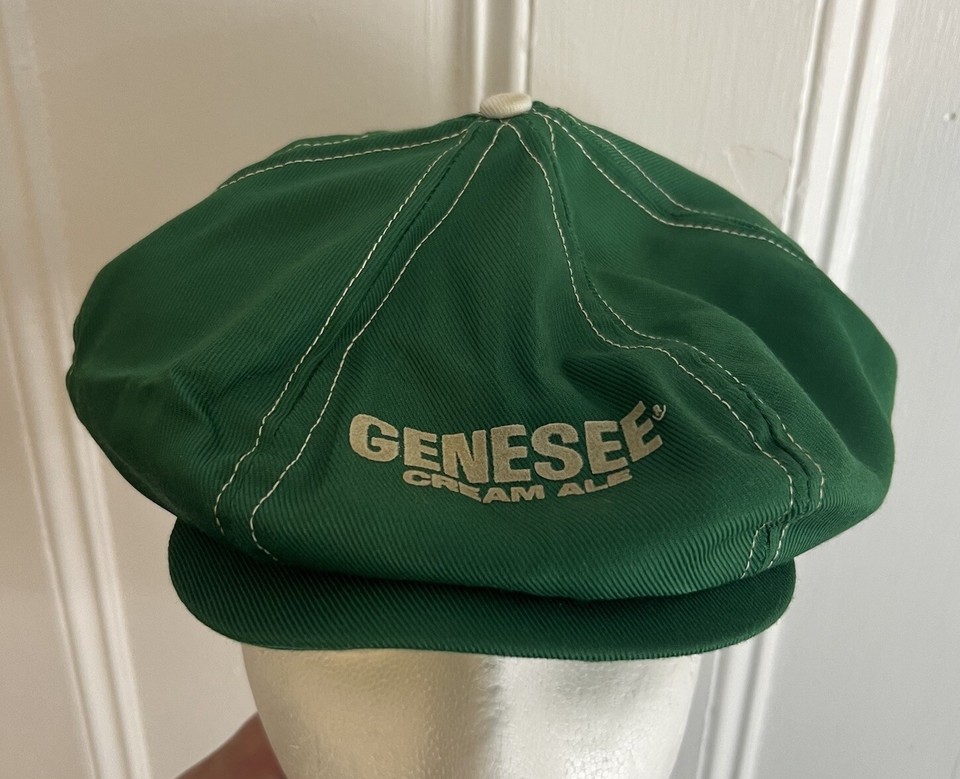 VTG 80s Genesee Cream Ale Beer Snapback Cabbie Paperboy Hat Rochester