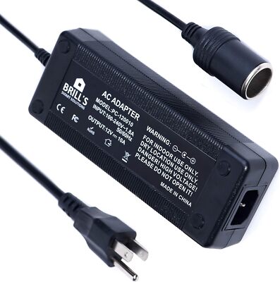 AC/DC Power Supply Adapter Universal Transformer 100-240V 10A to 12V  Cigarette