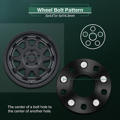 2-Pack 20mm 5x4.5" Wheel Spacers For Ford Mustang 2015-2025 - Hubcentric, Black, 14x1.5 Thread