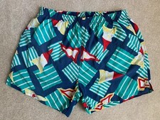 Vtg 90s NAUTICA All Over Print Flag Multi-Color Swim Trunks Mens Size XL 4.5"