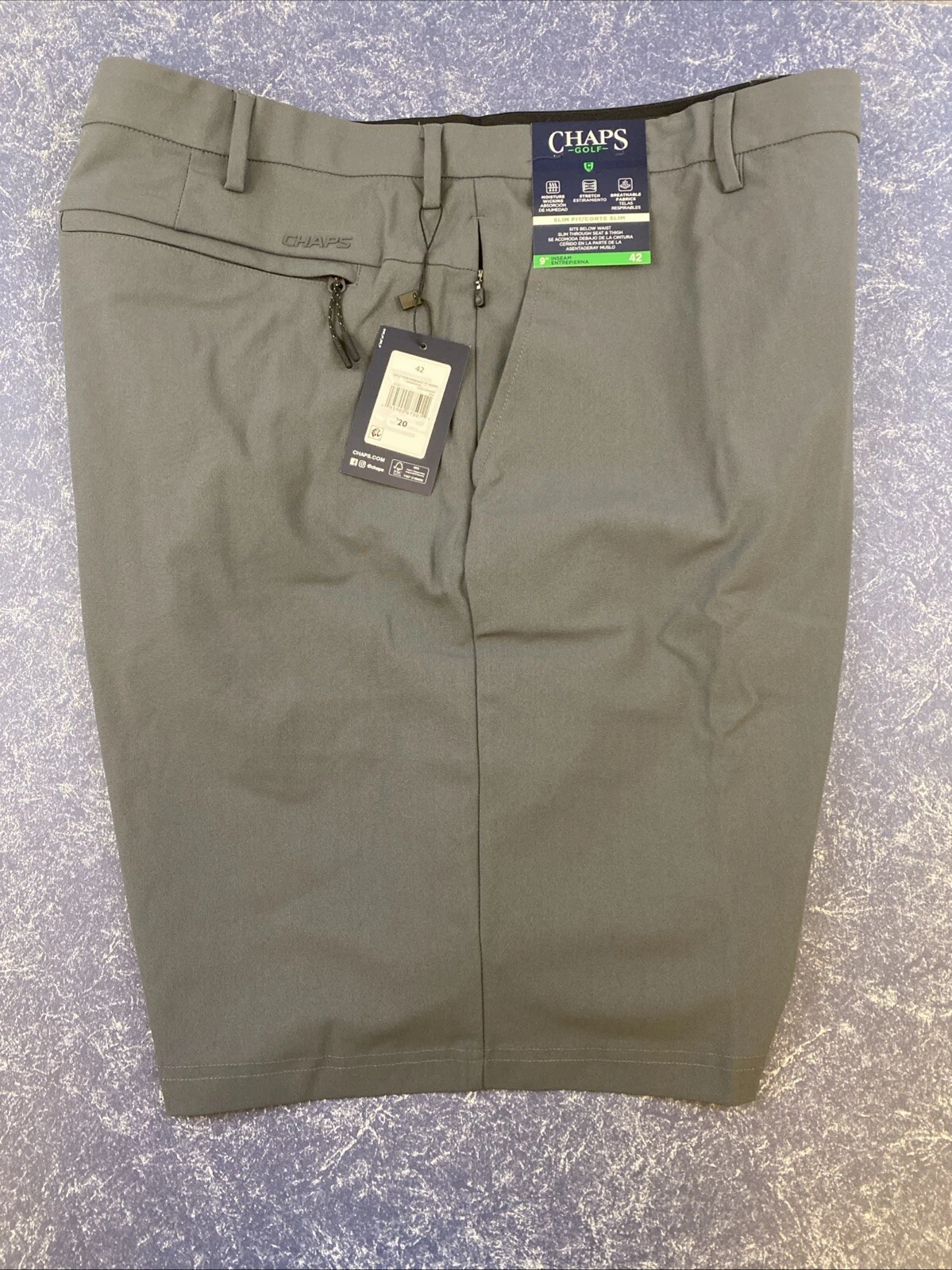 Men's CHAPS Golf Shorts Slim Fit 9”inseam Charcoal Size 42
