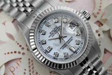 Rolex Datejust 26mm. White Mother Of Pearl Diamond Dial. Steel Ladies Watch