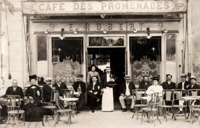 Sidewalk Cafe In Le Mans 1907 Old Illustration Photo