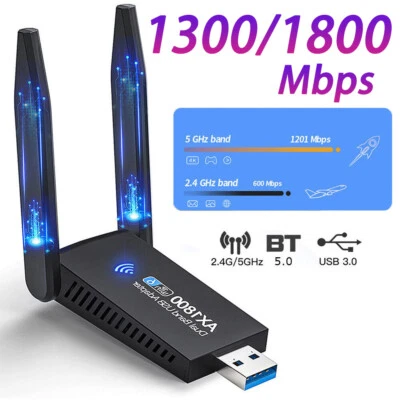 MARKENLOS Adattatore Bluetooth Wi-Fi Chiavetta USB 3.0 1800Mbps WiFi Dual Band 5GHz Antenna PC