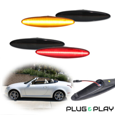 4PC Smoked Front & Rear Bumper Side Marker Lights Set Pair For 02-10 Lexus SC430