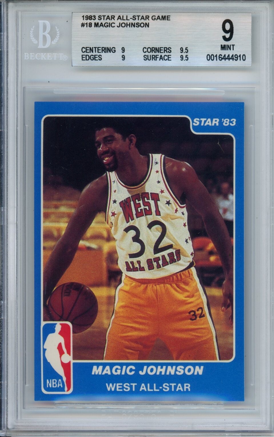 1983 Star All-Star Game #18 Magic Johnson BGS 9 Mint Lakers Great 9, 9.5, 9, 9.5