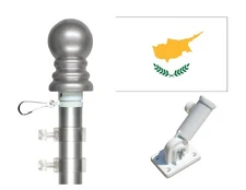 Cyprus 3'x5' Polyester Flag & Spinner Flagpole Set w/Adjustable Bracket