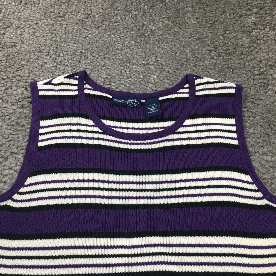 Lote de 2 Prendas para el torso Venezia Jeans Mujer Sin Mangas Tejido Talla 14/16 Rayas Acanaladas Nuevas con Etiquetas Foto 3 de 4