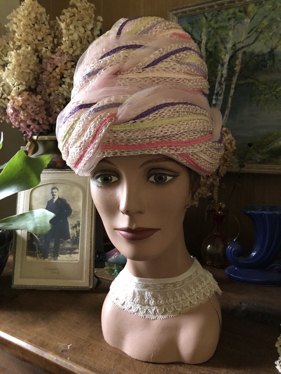 Vintage 1960’s Pastel CHRISTIAN DIOR CHAPEAUX Paris HAT appears unworn  Saks