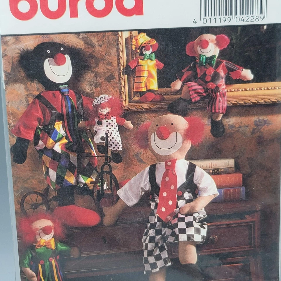 老式BURDA缝纫工艺图案4228小丑娃娃未切割 — 第 3/4 张图片