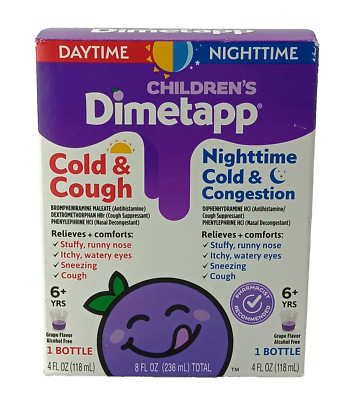 Childrens Dimetapp Daytime Nighttime Cold Cough & Congestion Syrup - 4 OZ Each