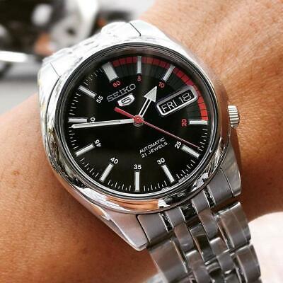 Seiko 5 SNK375K1 Automatic 21 Jewels Stainless Steel Black Analog Men's  Watch | eBay