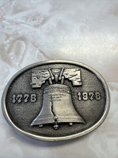 Vtg Liberty Bell Belt Buckle Bicentennial 1776-1976 Bergamot Brass Works 1975