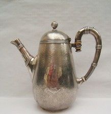 ancienne cafetière Christofle modèle bambou en métal argenté monogramme BM