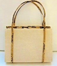 SAC à main beige & motif serpent marque japonaise NEUF HANDBAG En toile !