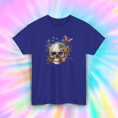 Skull Butterfly Flower Dark Gothic Floral Art Aesthetic Graphic Tee S-5XL