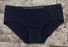 NWT VICTORIA'S SECRET NAVY BLUE LOGO STRETCH SEAMLESS HIPHUGGER PANTIES