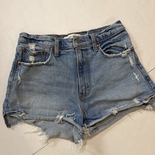 Abercrombie Fitch The Mom Short High Rise Curve Love Distressed Cotton Size 27