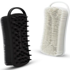 MtBoi 2 PC Silicone Body Scrubber, 2 in 1 Exfoliating Shower Bath Scrubber, S...