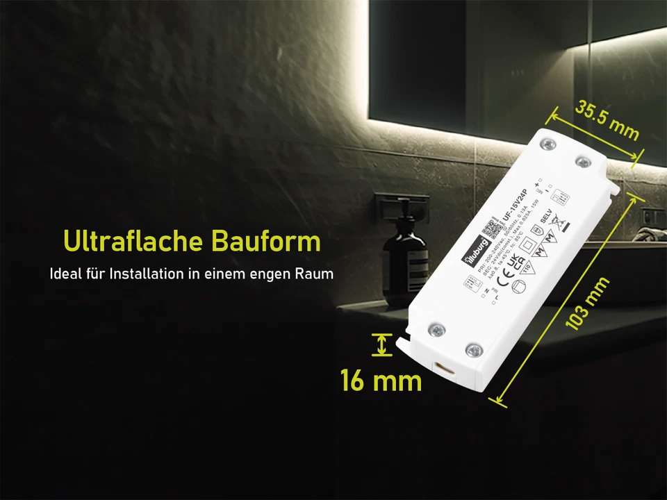 LED Trafo 12V 24V 15W 20W 30W 40W 60W 75W 100W Extra Dünn Flach Netzteil Treiber - Bild 3 von 4