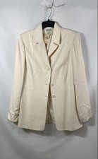 Vintage 90s Georgiou Studio Women's White 100 Silk Blazer Jacket Sz 10 NWT