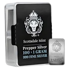 NEW LOT of 4-1 GRAM Scottsdale Mint Silver Bars--BU Uncirculated In Holders 4G"s