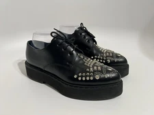 Alexander McQueen Black Leather Platform Creeper Shoes 38.5