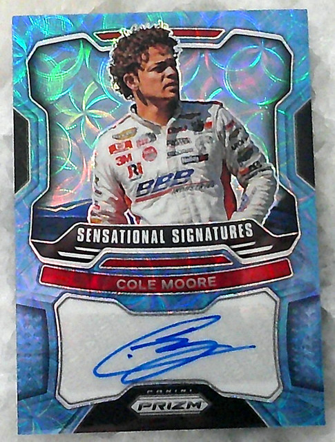 Cole Moore 2022 Prizm Racing Blue Scope Prizm Authentic Autograph #10/75