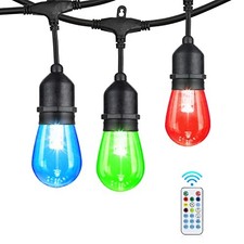 24FT Solar Outdoor String Lights, 12 Shatterproof Edison LED Bulbs, S14 24FT