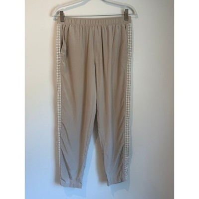 Club Monaco Light Weight Beige Pants, Elastic Waist, Lace Detail, Size 2