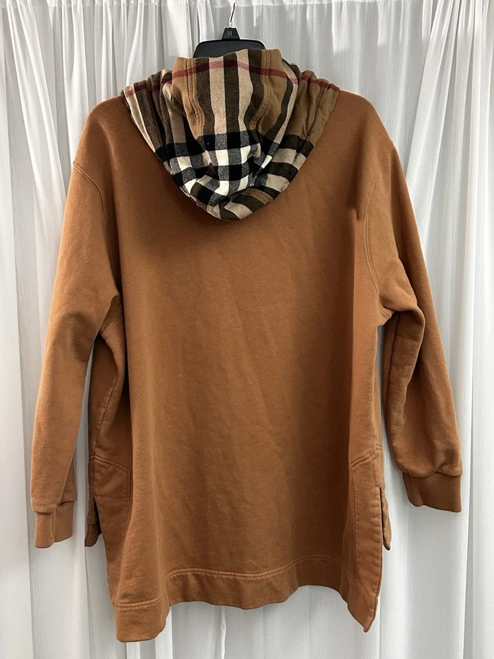 Sudadera con capucha a cuadros de algodón camel Burberry Melodie de gran tamaño para mujer talla S/US 4 Foto 2 de 4