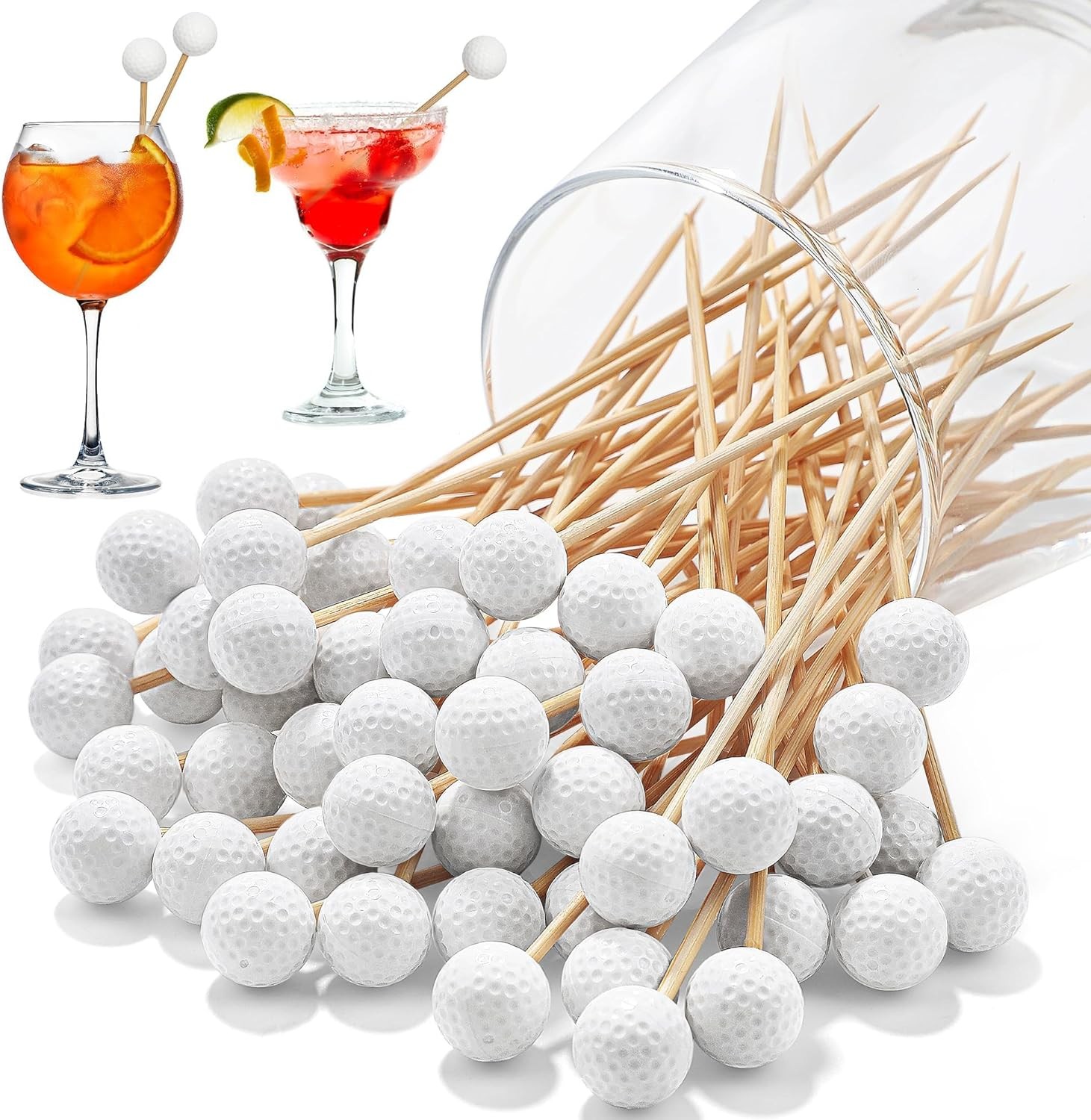 100 Pieces Golf Toothpicks, 4.72 Inch Golf Skewers Golf Cocktail Picks Golf