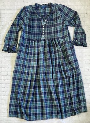 April Cornell Womens Large Flannel Nightgown Cabincore Prairie Comfort Travel