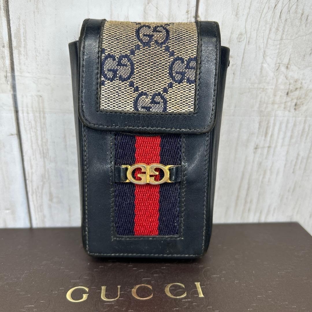 vintage gucci cigarette case GUCCI GG Cigarette Case Small Item Case Sherry Line Vintage Authentic Used