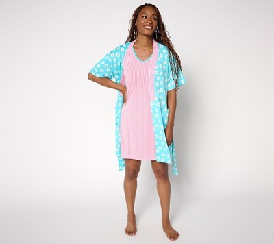 Muk Luks Women's Sleepwear Sz L Cloud Knit Short Sleeve Multi-colored A685269