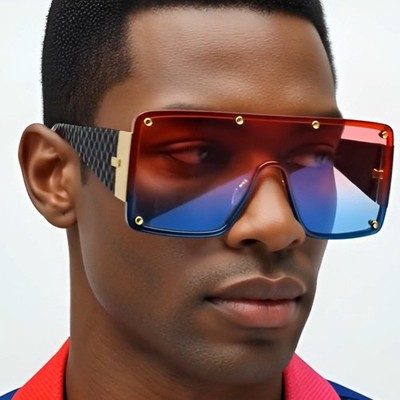 SUNGLASSES MEN CELEBRITY STYLE SHIELD FANCY FLAT TOP RETRO MODERN LENTES GAFAS