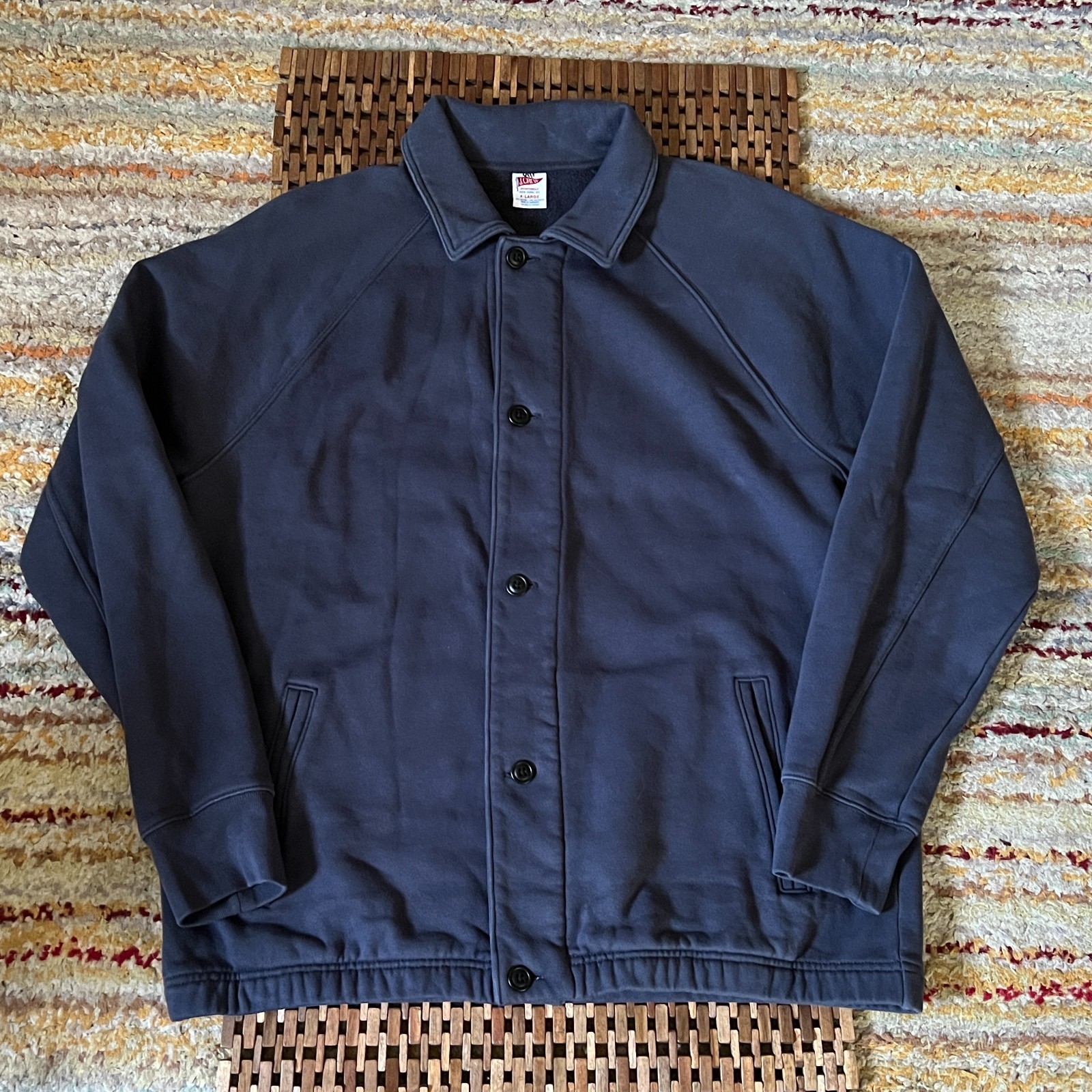 J. CREW Button Down Knit Varsity Jacket Blue Men's Size XL