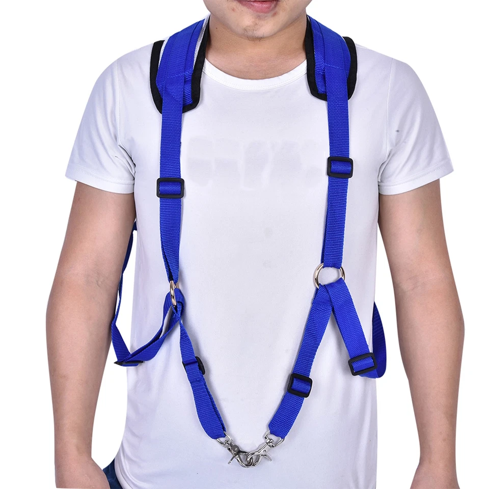 Practical Blue White PVC Fishing Vest Harness Adjustable Anglers Equipment - Image 2 of 4