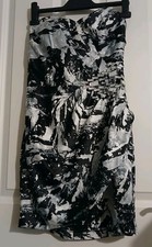 Lipsy Short Strapless Black Silver Party Dress Embellished Waist Wrap Skirt 10