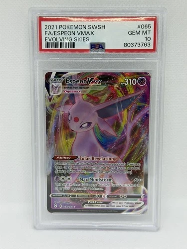 PSA 10 Pokemon FA/Espeon VMAX 65/203 Evolving Skies SWSH 2021