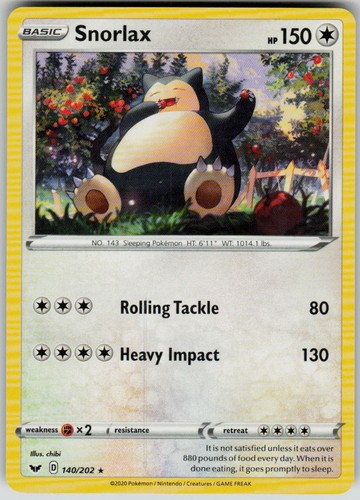 Snorlax SWSH01: Sword & Shield Base Set 140/202 NM