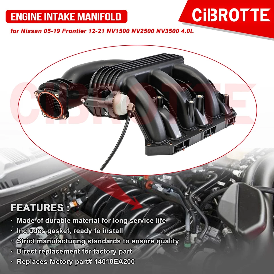 Intake Manifold w/Gasket for Nissan 05-19 Frontier 12-21 NV1500 NV2500 NV3500 - Image 2 of 4