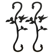 Bird Feeder Hanger Hooks 12 In. Metal S Shaped Rust Resistant Black Outdoor Deco