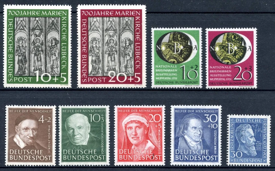 BRD Bund Jahrgang 1951 jede MiNr 1x (ohne Posthornsatz) postfrisch #BRD-XX-1951 - Bild 1 von 1