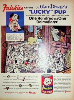 Original Vintage Print Ad: Dalmatian's Puppies #Friskies offers Walt Disney's
