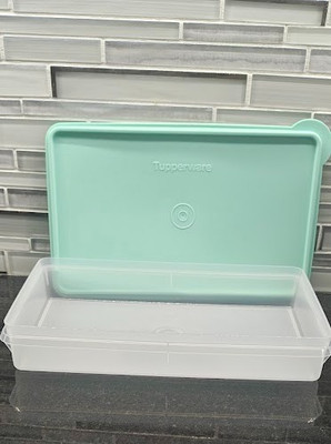 TUPPERWARE BACON DELI KEEPER TEAL CONTAINER  2X11 MEAT CHEESE LOT OF CHOICES NEW
