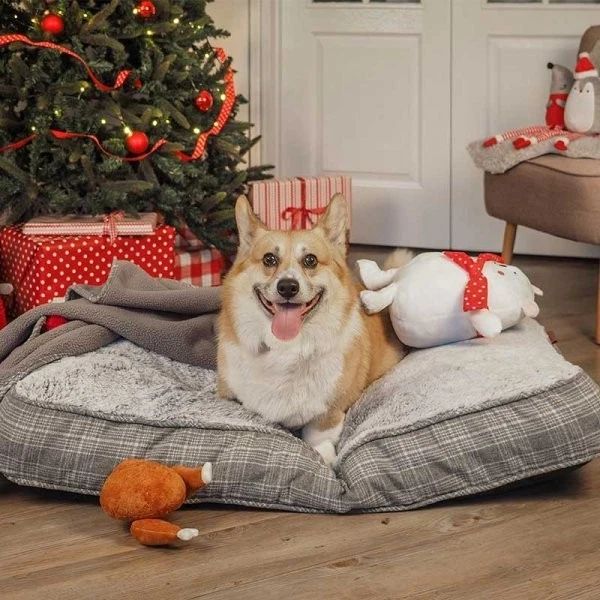 Zoon Grey Plaid Medium Gusset Pet Dog Mattress LARGE 107 x 70 x 12 cm Dog Bed