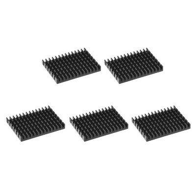 Heat Sink Cross Carved MOS GPU IC Chip Black 30 x 40 x 5mm 5pcs